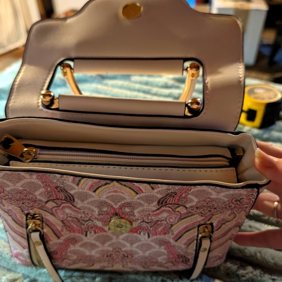 Cream and Pink Satchel Bag - Picture 1 of 10